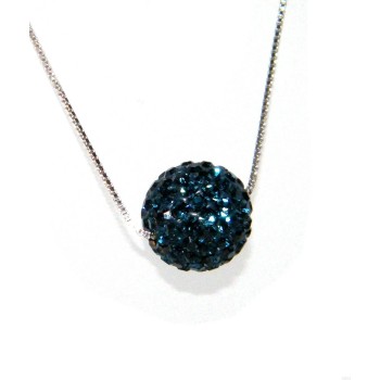 NSA|Girocollo argento 925 sfera di zirconi Blu cobalto collana per donna