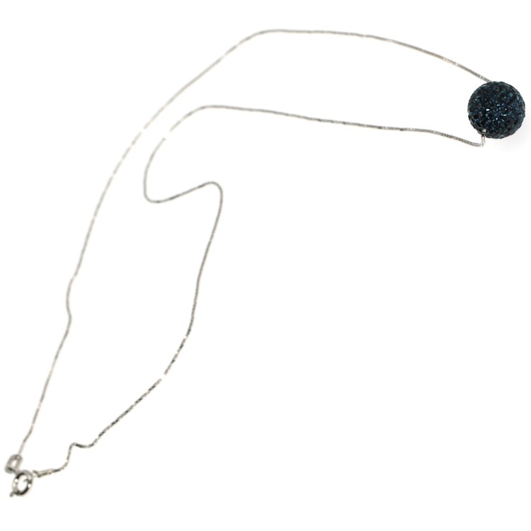 NSA|Girocollo argento 925 sfera di zirconi Blu cobalto collana per donna