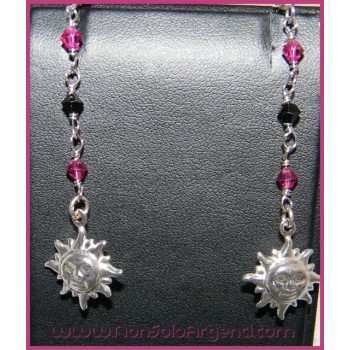 NSA|Argento 925 : Orecchini Con Ciondoli di Swarovski e Sole