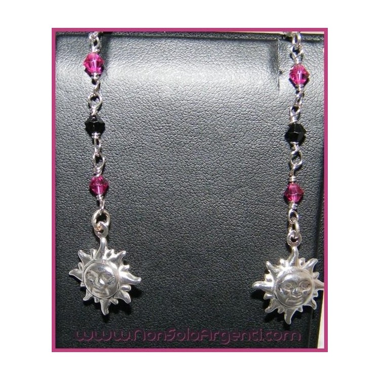 NSA|Argento 925 : Orecchini Con Ciondoli di Swarovski e Sole