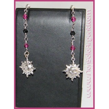 NSA|Argento 925 : Orecchini Con Ciondoli di Swarovski e Sole