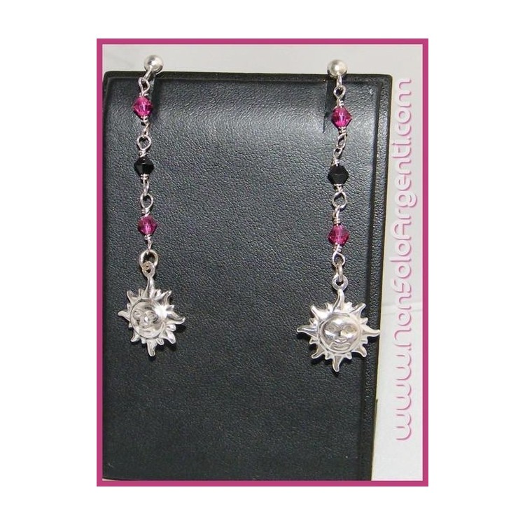 NSA|Argento 925 : Orecchini Con Ciondoli di Swarovski e Sole