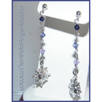 NSA|Argento 925 : Orecchini Con Ciondoli di Swarovski e Sole