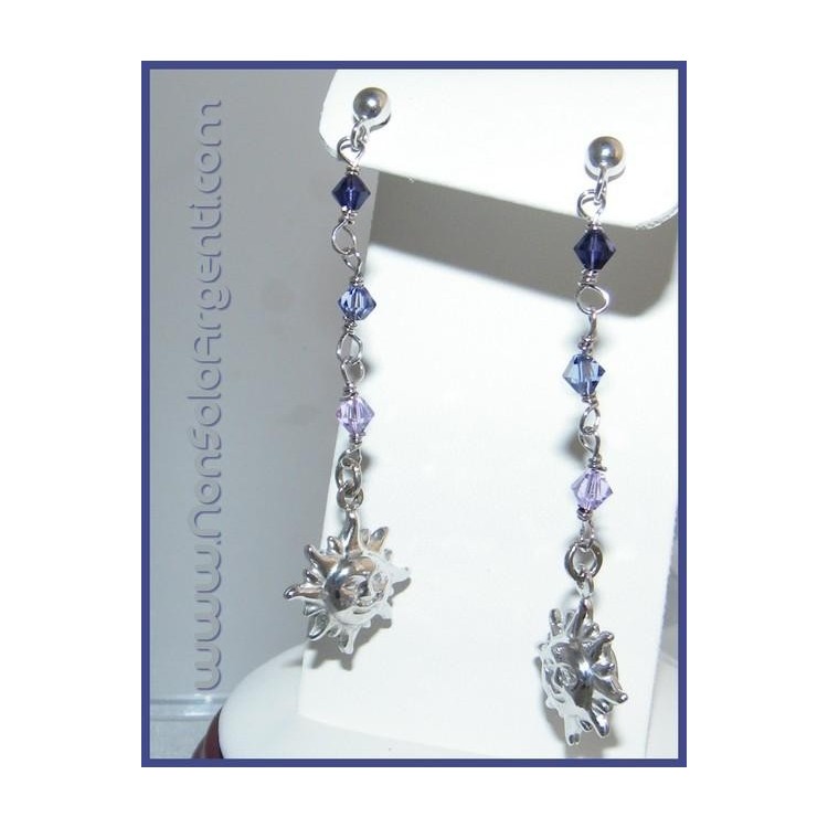 NSA|Argento 925 : Orecchini Con Ciondoli di Swarovski e Sole