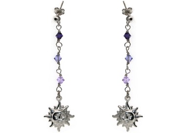 NSA|925 Silver: Earrings With Swarovski and Sun Pendants light purple