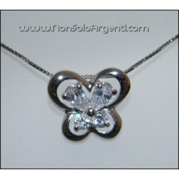 NSA|Argento 925 : Collana girocollo con farfalla di zirconi