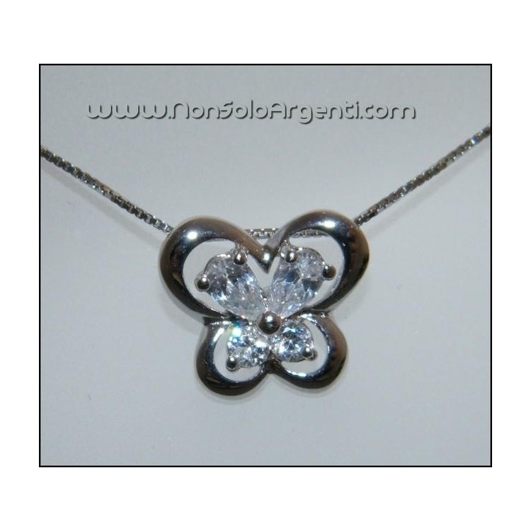 NSA|Argento 925 : Collana girocollo con farfalla di zirconi