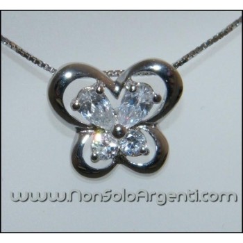 NSA|Argento 925 : Collana girocollo con farfalla di zirconi