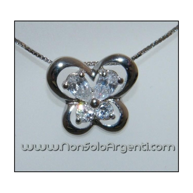 NSA|Argento 925 : Collana girocollo con farfalla di zirconi