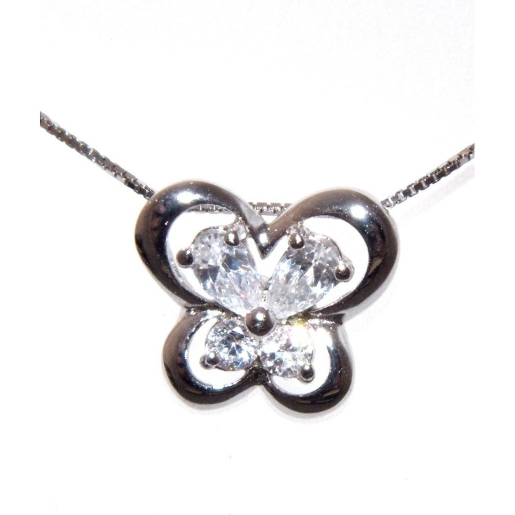 NSA|Argento 925 : Collana girocollo con farfalla di zirconi