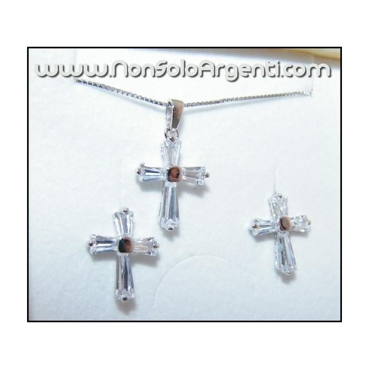 NSA|Parure CROCI Girocollo veneziano in argento 925 con ciondolo e Orecchini abbinati in Cofanetto