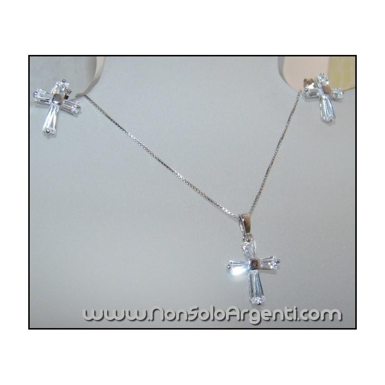 NSA|Parure CROCI Girocollo veneziano in argento 925 con ciondolo e Orecchini abbinati in Cofanetto