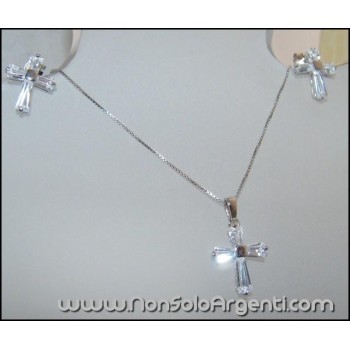 NSA|Parure CROCI Girocollo veneziano in argento 925 con ciondolo e Orecchini abbinati in Cofanetto