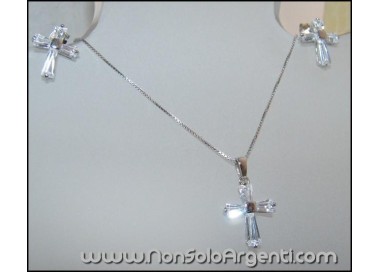 NSA|Parure CROCI Girocollo veneziano in argento 925 con ciondolo e Orecchini abbinati in Cofanetto