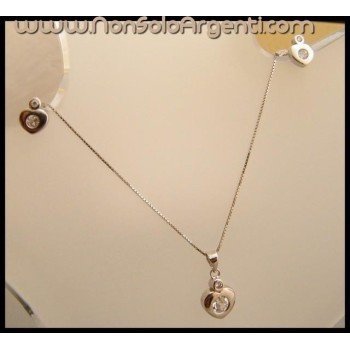 NSA|Parure CUORI Girocollo veneziano in argento 925 con ciondolo e Orecchini abbinati in Cofanetto