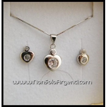 NSA|Parure CUORI Girocollo veneziano in argento 925 con ciondolo e Orecchini abbinati in Cofanetto