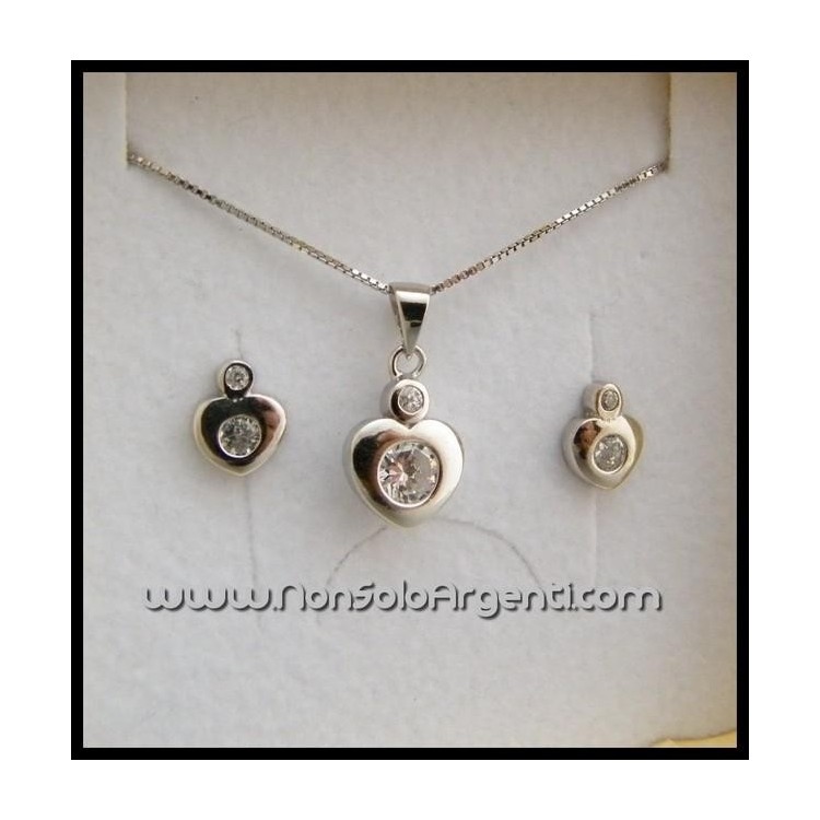 NSA|Parure CUORI Girocollo veneziano in argento 925 con ciondolo e Orecchini abbinati in Cofanetto