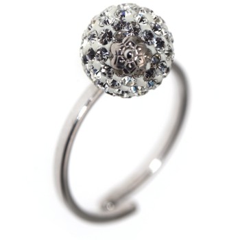 NSA|Argento 925 : Anello regolabile con ciondolo a sfera di zirconia bianchi