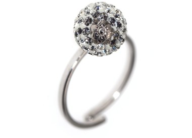 NSA|Argento 925 : Anello regolabile con ciondolo a sfera di zirconia bianchi