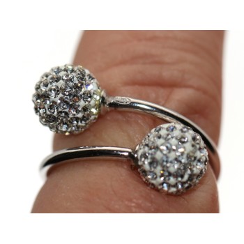 NSA|925 silver: Adjustable reverse ring with Bianchi zirconia spheres