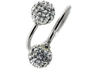 NSA|Argento 925 : Anello contrariè regolabile con sfere di zirconia Bianchi