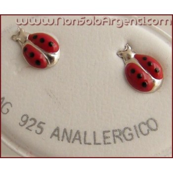 NSA|Argento 925 Italiano Rodiato : Orecchini a farfallina con Coccinella