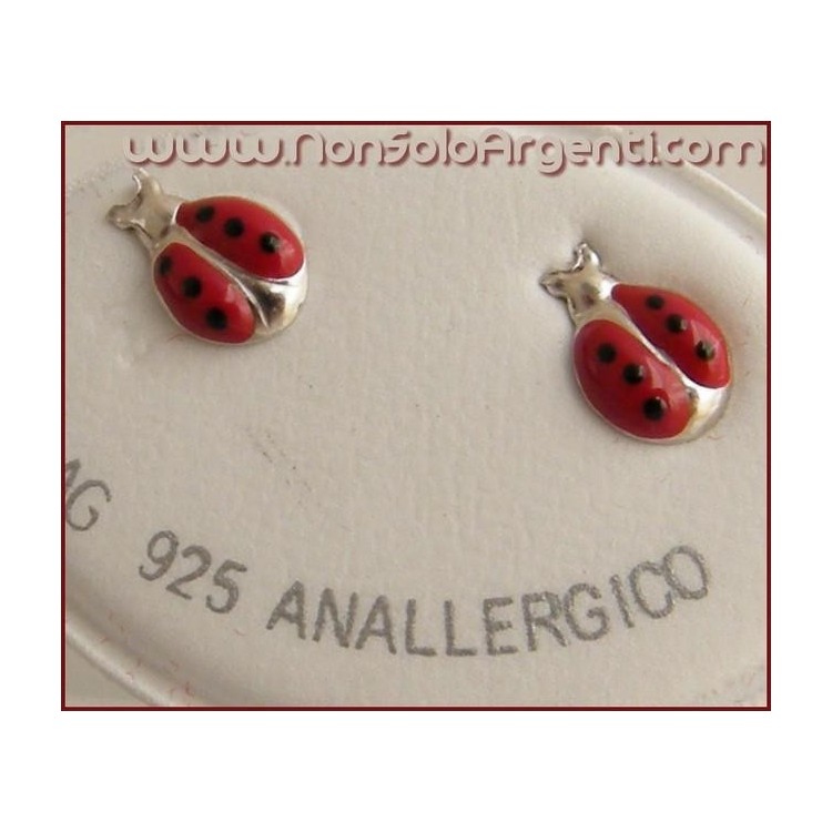 NSA|Argento 925 Italiano Rodiato : Orecchini a farfallina con Coccinella