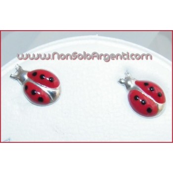 NSA|Argento 925 Italiano Rodiato : Orecchini a farfallina con Coccinella