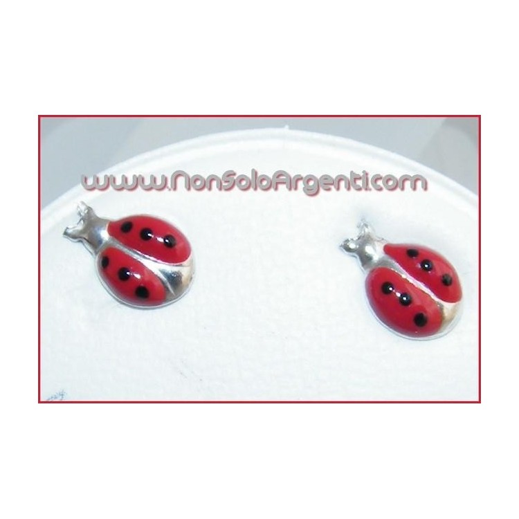 NSA|Argento 925 Italiano Rodiato : Orecchini a farfallina con Coccinella
