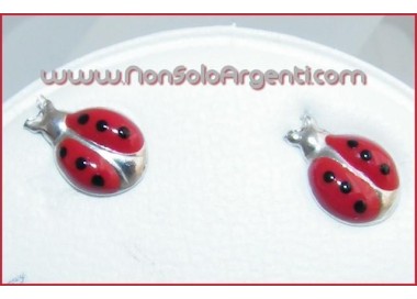 NSA|Argento 925 Italiano Rodiato : Orecchini a farfallina con Coccinella