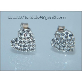 NSA|Argento 925 Italiano Rodiato : Orecchini a cuore con pavè di zirconi