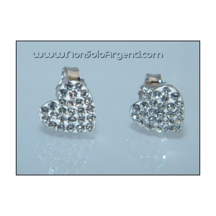 NSA|Argento 925 Italiano Rodiato : Orecchini a cuore con pavè di zirconi