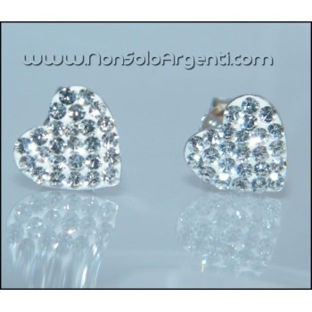 NSA|Argento 925 Italiano Rodiato : Orecchini a cuore con pavè di zirconi