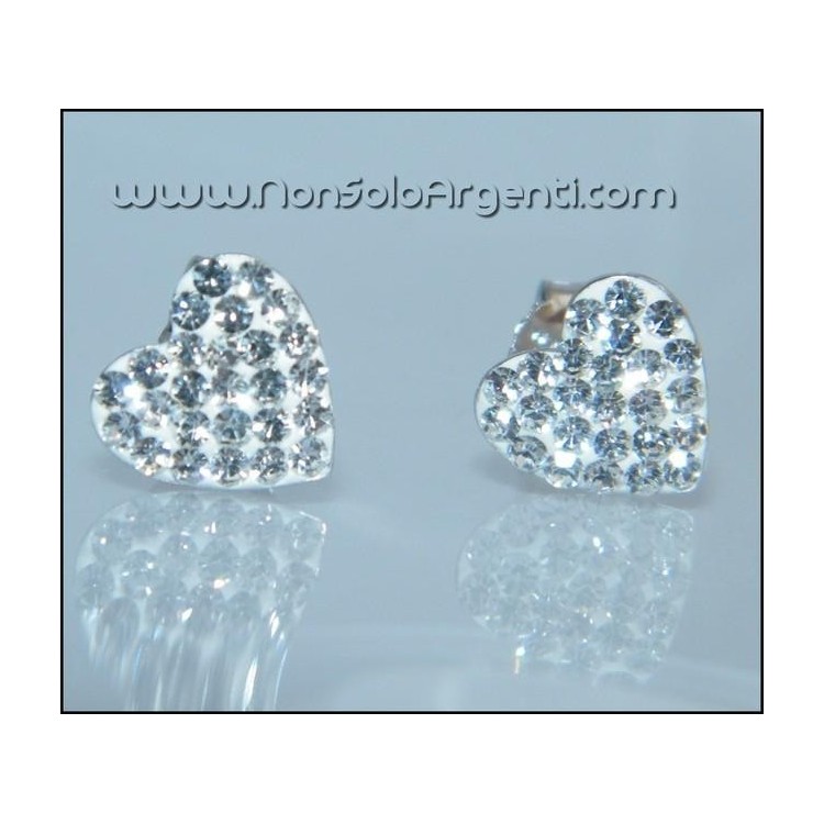 NSA|Argento 925 Italiano Rodiato : Orecchini a cuore con pavè di zirconi