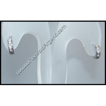 NSA|Argento 925 Italiano Rodiato : Orecchini Anelle piccole con zirconi per uomo o donna