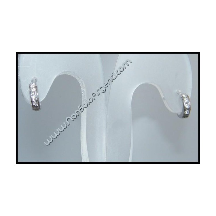 NSA|Argento 925 Italiano Rodiato : Orecchini Anelle piccole con zirconi per uomo o donna