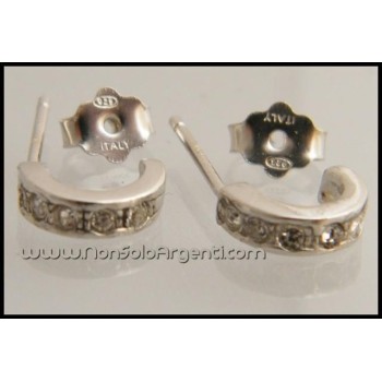 NSA|Argento 925 Italiano Rodiato : Orecchini Anelle piccole con zirconi per uomo o donna