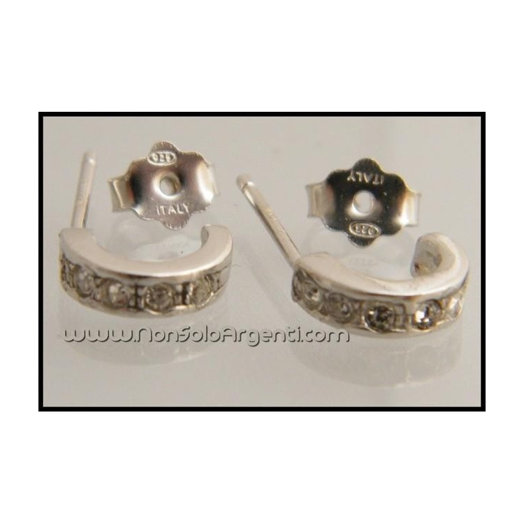 NSA|Argento 925 Italiano Rodiato : Orecchini Anelle piccole con zirconi per uomo o donna