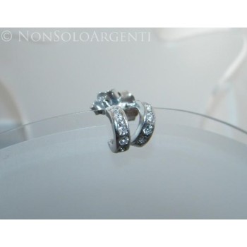 NSA|Argento 925 Italiano Rodiato : Orecchini Anelle piccole con zirconi per uomo o donna
