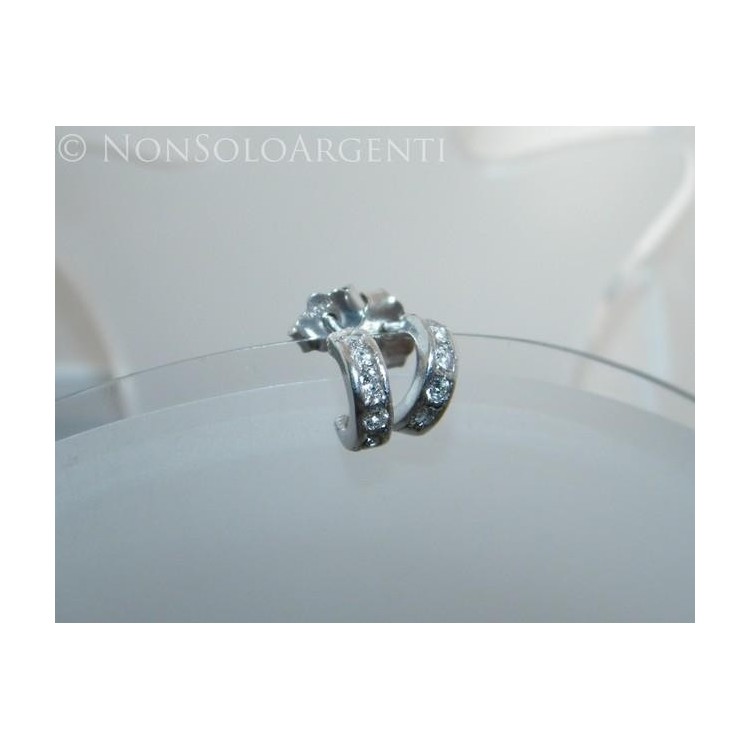 NSA|Argento 925 Italiano Rodiato : Orecchini Anelle piccole con zirconi per uomo o donna
