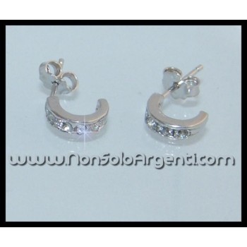 NSA|Argento 925 Italiano Rodiato : Orecchini Anelle piccole con zirconi per uomo o donna