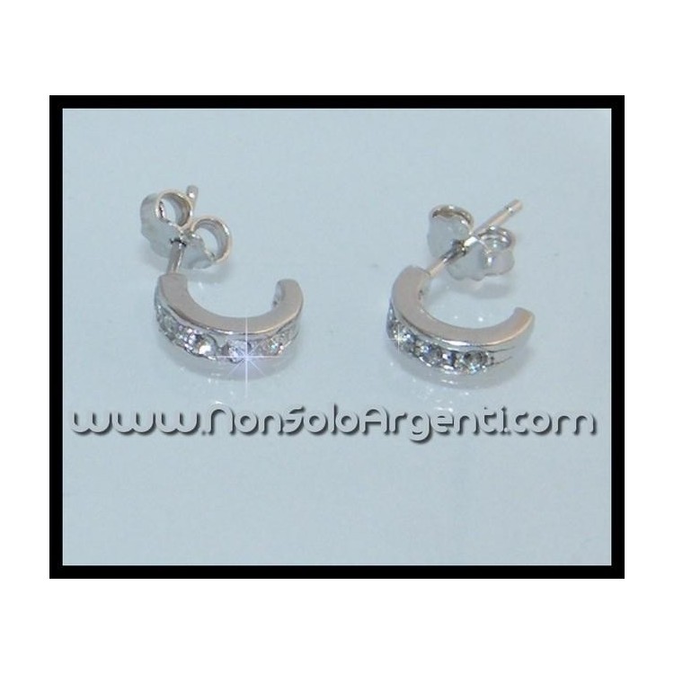 NSA|Argento 925 Italiano Rodiato : Orecchini Anelle piccole con zirconi per uomo o donna