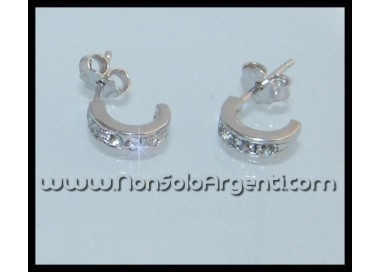 NSA|Argento 925 Italiano Rodiato : Orecchini Anelle piccole con zirconi per uomo o donna