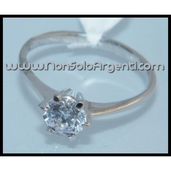 NSA|Argento 925 Italiano Rodiato : Anello Solitario con Zirconia