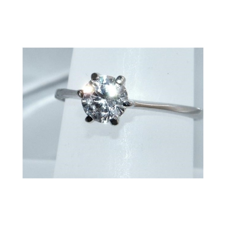 NSA|Argento 925 Italiano Rodiato : Anello Solitario con Zirconia