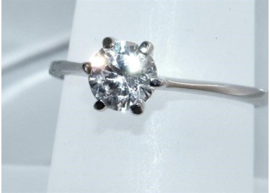 NSA|Argento 925 Italiano Rodiato : Anello Solitario con Zirconia