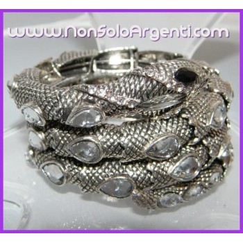 NSA|Bigiotteria : Bracciale Serpente Snodato a 4 File - colore argento anticato