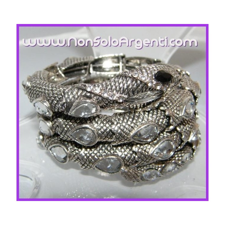 NSA|Bigiotteria : Bracciale Serpente Snodato a 4 File - colore argento anticato