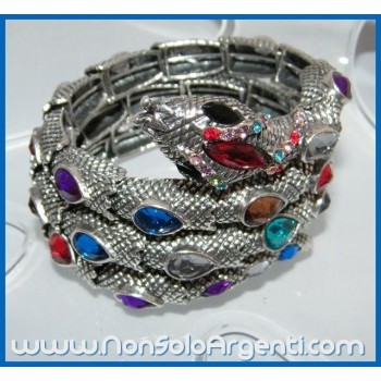 NSA|Bigiotteria : Bracciale Serpente Snodato a 4 File - colore argento anticato