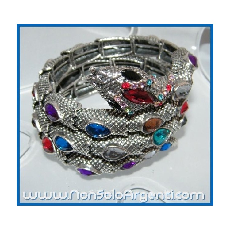 NSA|Bigiotteria : Bracciale Serpente Snodato a 4 File - colore argento anticato